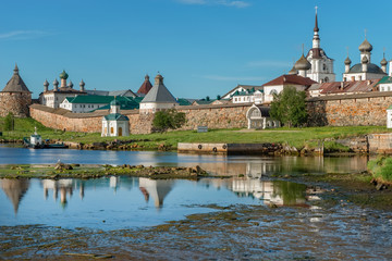 Spaso-Preobrazhensky Solovetsky Monastery in the summer from the Bay of well-being, Russia © Konstantin