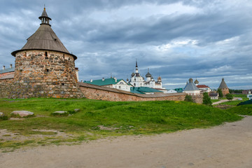 Spaso-Preobrazhensky Solovetsky Monastery in the summer from the Bay of well-being, Russia © Konstantin