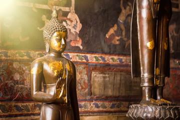 Golden Buddha Statue of Wat Suthat Devaravaram temple landmark of Bangkok, Thailand