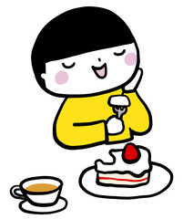 ケーキを食べる　こども　