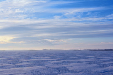 Fototapeta na wymiar Winter rural landscape. Lake in winter.