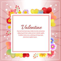 Fototapeta na wymiar colorful valentine jelly heart decoration square text