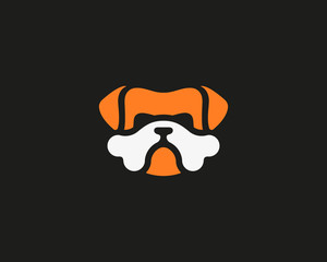 Bulldog vector logo design. Dog pet food bones idea logotype.