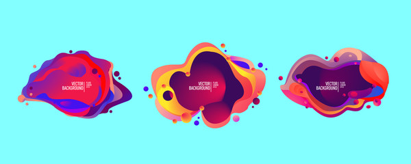 Set of abstract modern graphic elements. Dynamical colored forms and line. Gradient abstract banners with flowing liquid shapes. Template for the design of a logo, flyer or presentation. Vector.