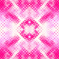 Geometric abstract low poly pattern with hearts.