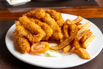 fish chips with french fired