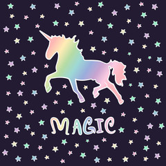 Unicorn. Rainbow Stars Postcard