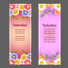 colorful valentine vertical banner with floral element ornate