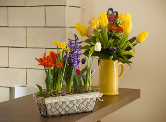 spring flowers on the table