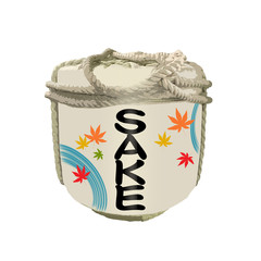 日本酒の酒樽「sake」文字
