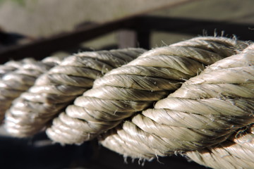 A rope used as a railing