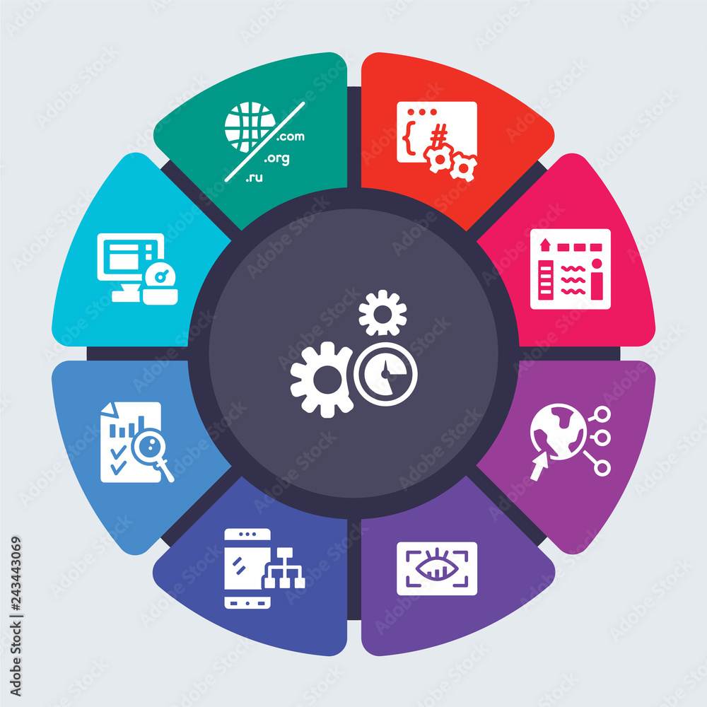 Poster programming vector template for infographics. business concept with 9 options, steps, parts, segment