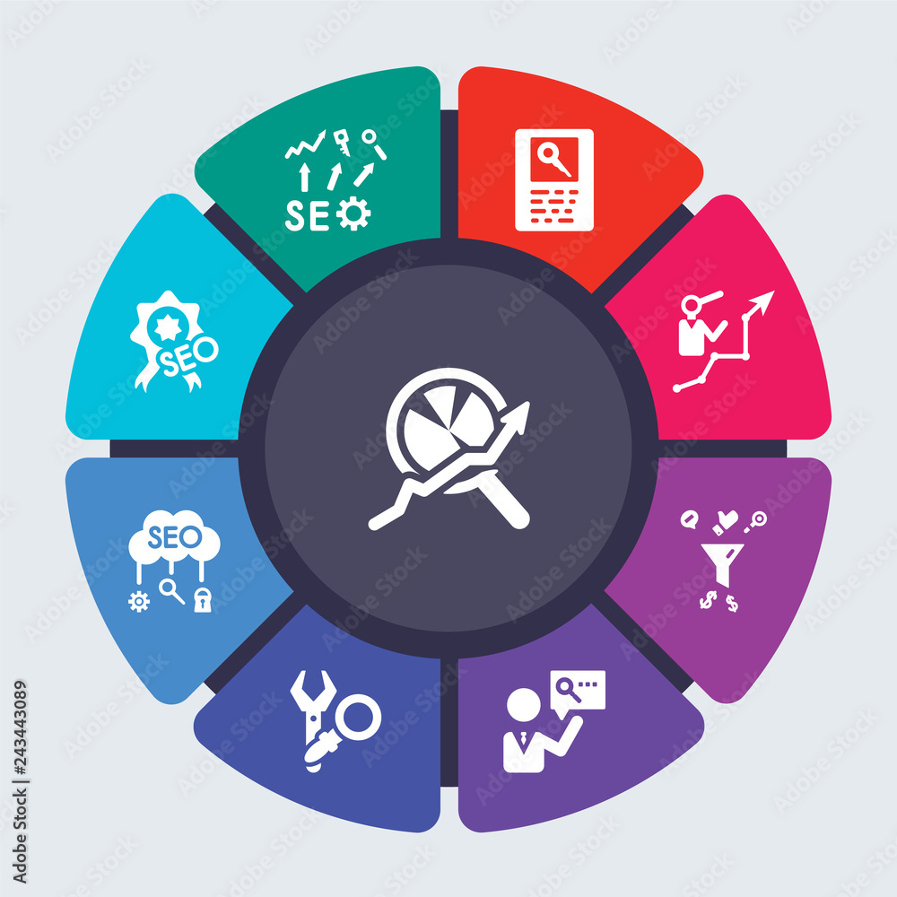 Aufkleber programming vector template for infographics. business concept with 9 options, steps, parts, segment
