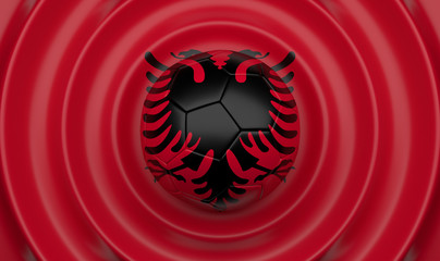 Obraz premium Albania, soccer ball on a wavy background, complementing the composition in the form of a flag, 3d illustration