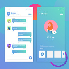 Chat Application UI Template Mobile Design Illustration Vector