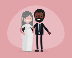 Obraz na płótnie Canvas Cute people getting married - Vector illustration