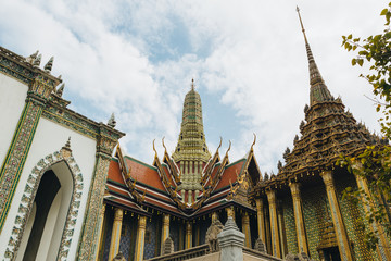 Grand palace and Wat phra keaw at Bangkok, Thailand. Beautiful Landmark of Asia. Temple of the Emerald Buddha. landscape of the capital city