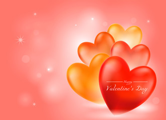 Valentine's Day background with realistic hearts. Web banner, greeting card, wallpaper, poster, invitation vector template. Mother's and woman day design.