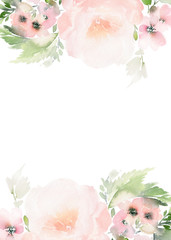 Greeting card with watercolor flowers handmade.