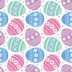 Colorful seamless pattern with the image of Easter eggs. Vector background.