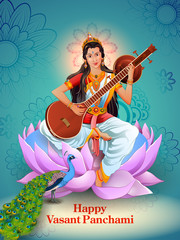 Goddess Saraswati for Vasant Panchami Puja of India