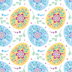 Colorful seamless pattern with the image of Easter eggs. Vector background.