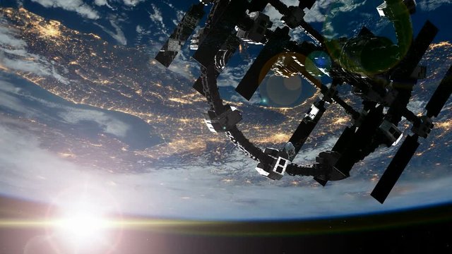 International Space Station in outer space over the planet Earth. Elements of this image furnished by NASA.