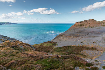 North Sea Coast in North Yorkshire, England, UK - seen from the former alum quarry in Kettleness Point