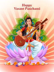 Goddess Saraswati for Vasant Panchami Puja of India