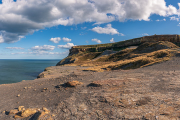 North Sea Coast in North Yorkshire, England, UK - seen from the former alum quarry in Kettleness...