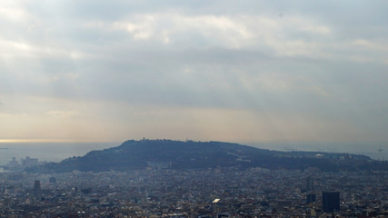 View of Barcelona from a height. Barcelona from a height. City Panarama of Barcelona. Center of Barcelona.