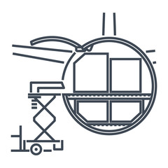 thin line icon cargo containers loaded into freight aircraft