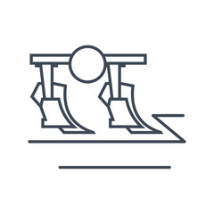 thin line icon plow, cultivating field, tillage