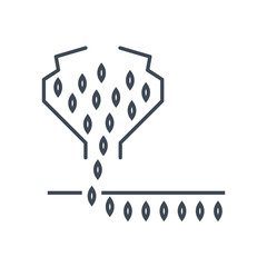 thin line icon seeding, sowing crops, planting seeds in soil