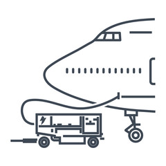 thin line icon airplane on the ground electric power unit