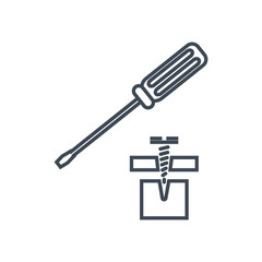thin line icon screwdriver and screw
