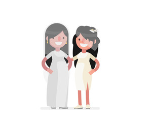 Obraz na płótnie Canvas Cute people getting married - Vector illustration
