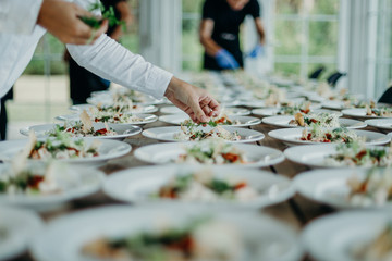 Preparing the wedding reception - obrazy, fototapety, plakaty