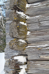 weathered old log wall, Finland