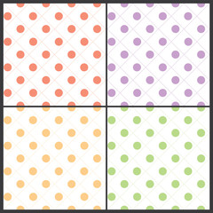Set of Four Seamless Spotted Abstract Backgrounds with Colorful Pattern 
