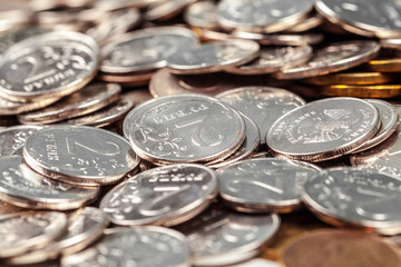 Stack of coins on the table