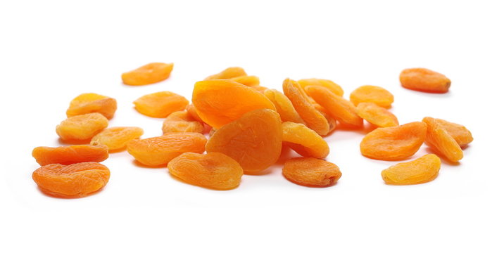 Dry apricots isolated on white background