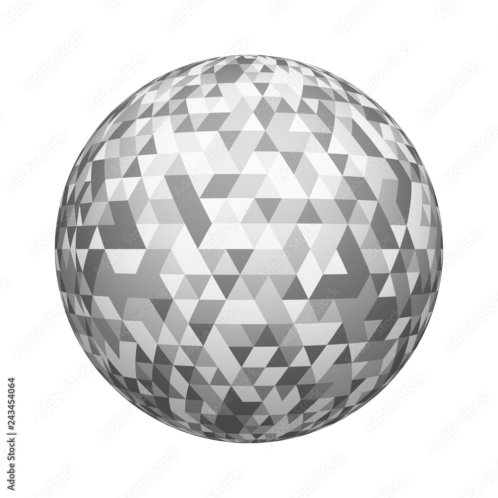 Aufkleber gray triangle tiles flooring texture pattern on ball or sphere shape isolated on white background. m