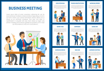 Business Meeting of Team Negotiation Poster Set