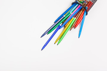 felt tip marker pens isolated on white background close up