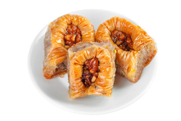 Turkish Ramadan Dessert Baklava isolated on white