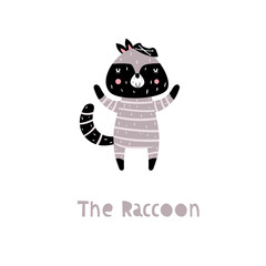 Raccoon Character Staying with a Pirate Hat