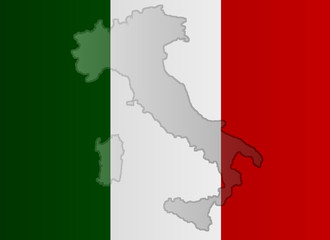 Graphic illustration of an Italian flag with a contour of its borders