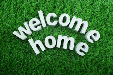 Welcome Home word made from concrete alphabet