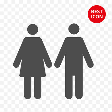 Male female icon. Isolated man women symbol. Couple vector flat style. Simple line design. Modern minimalism concept. For toilet room bathroom locker rooms gym gender division sign web site.
